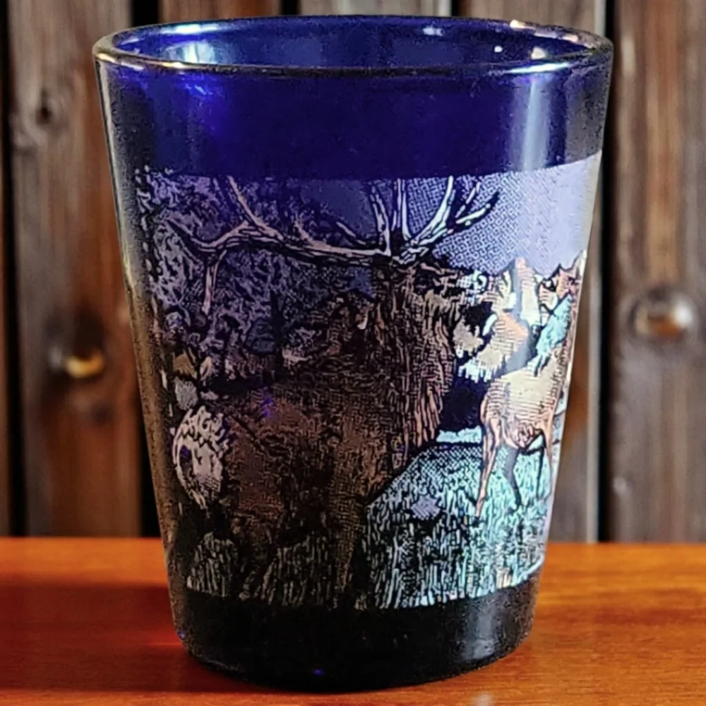 Vtg Libbey Souvenir Shot Glass Sundance Wyoming Cobalt Blue 1oz Toothpick Holder